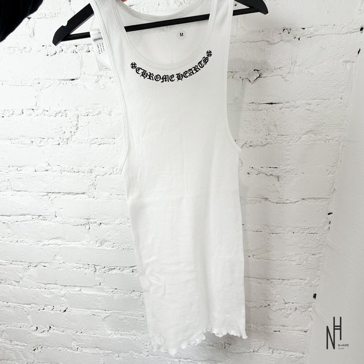 Chrome Hearts Scroll Logo Rib Tank White