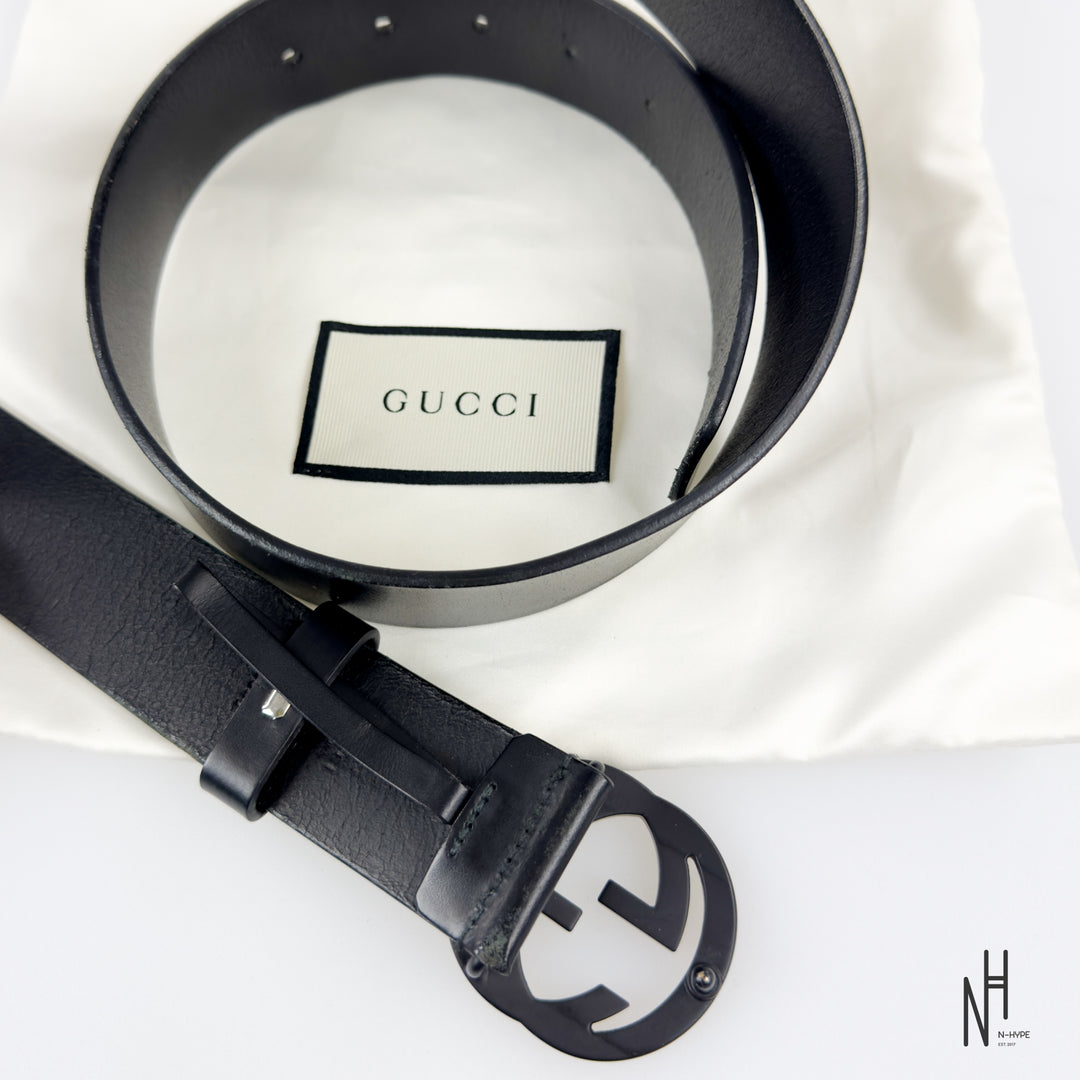 Gucci Matte Black Buckle Belt