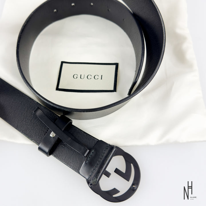 Gucci Matte Black Buckle Belt