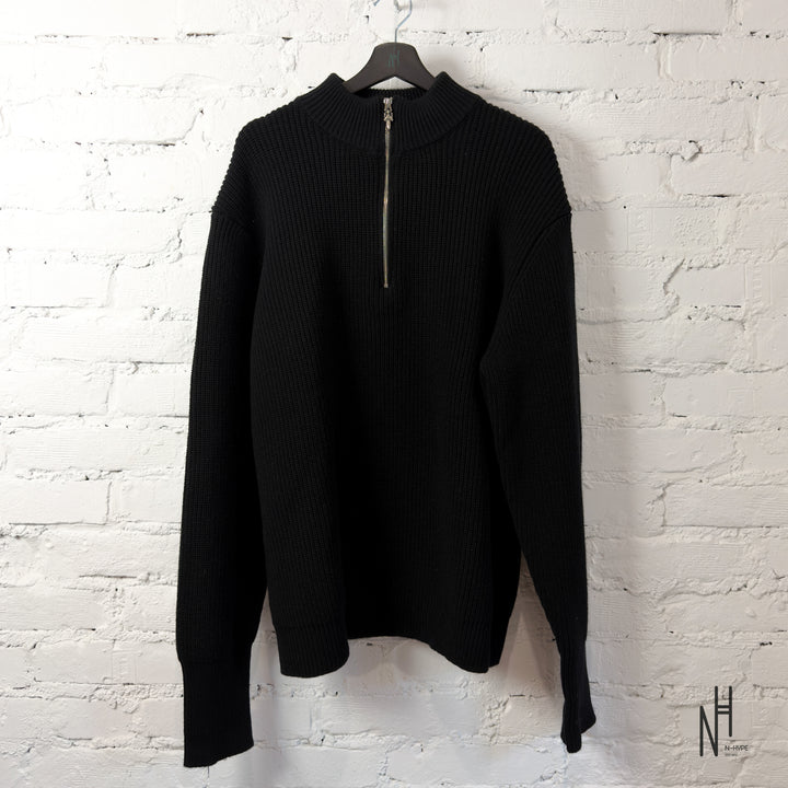 Chrome Hearts Triple Cross Patch Quarter Zip Knit Sweater Black