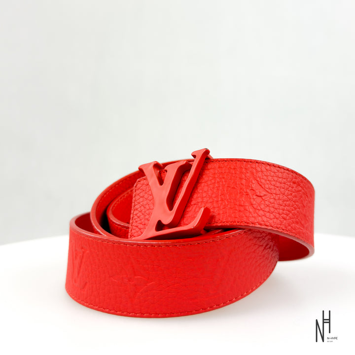 Louis Vuitton Initials 40MM Shape Leather Belt Red