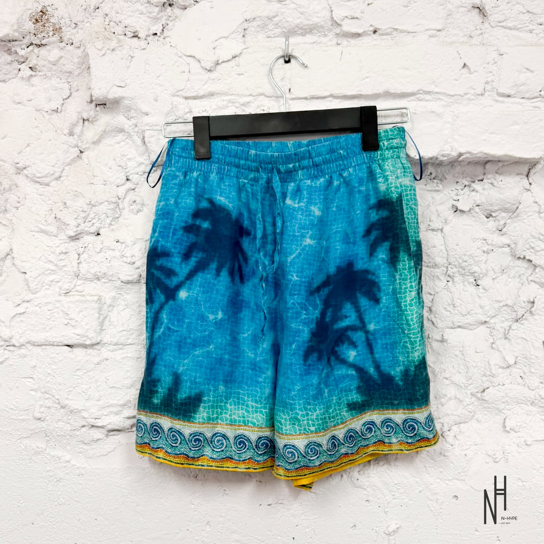 Casablanca Palm Tree Mosaic Shorts Blue