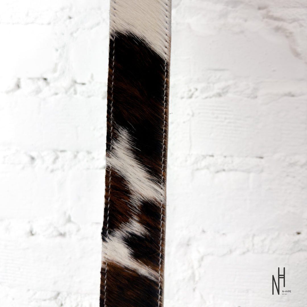 FVCKTHISBRAND LEATHER COW BELT WHITE BROWN