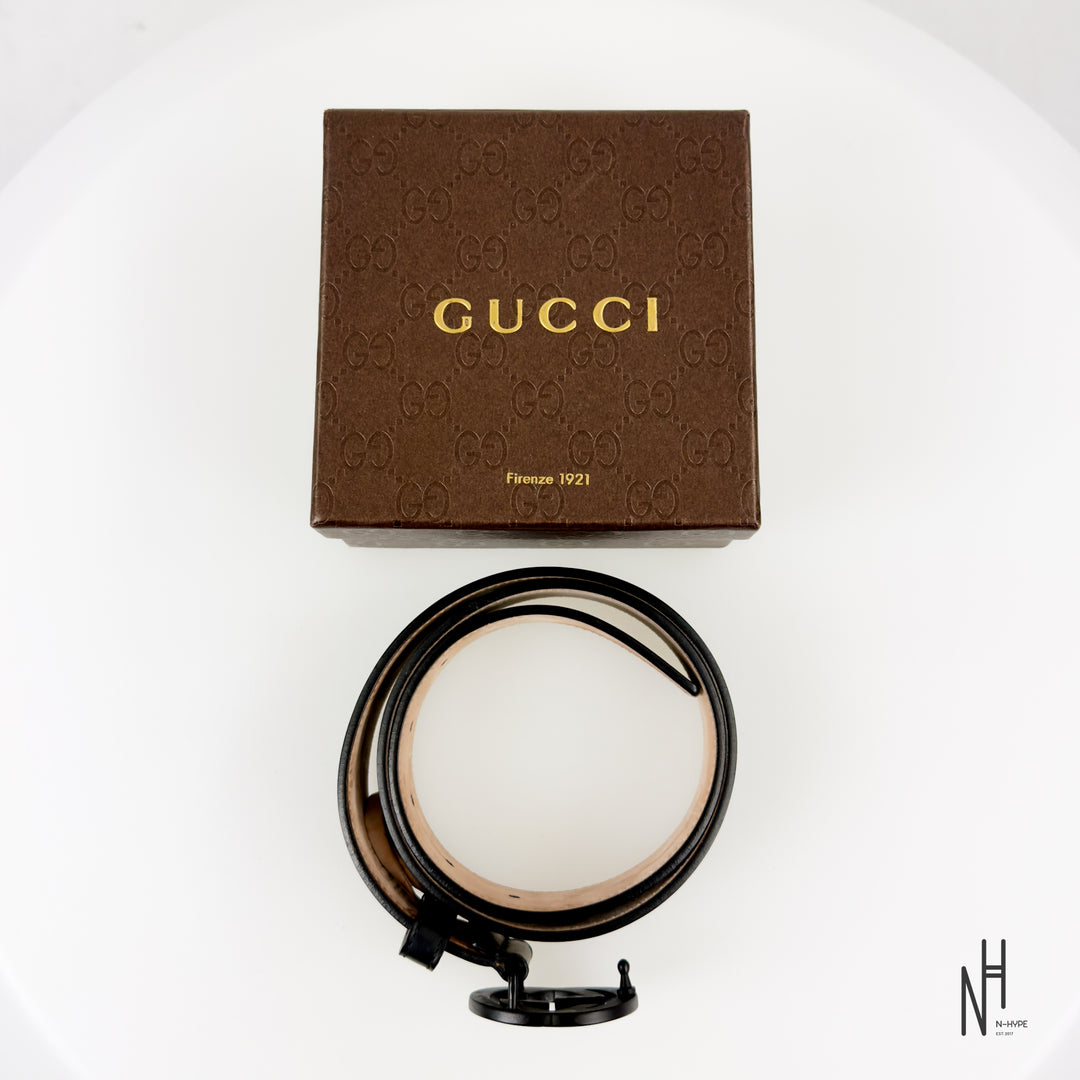 Gucci Leather Belt with Double G Buckle Black