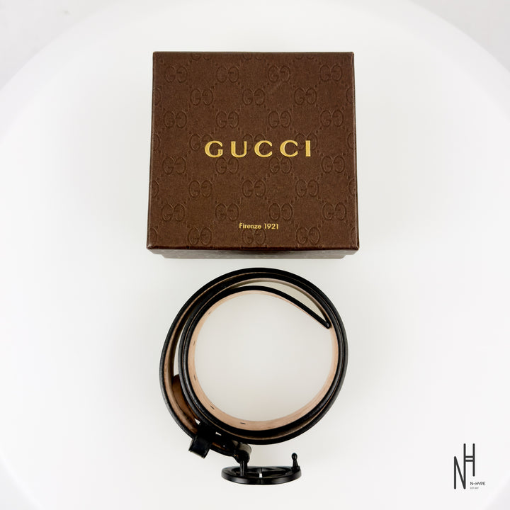 Gucci Leather Belt with Double G Buckle Black