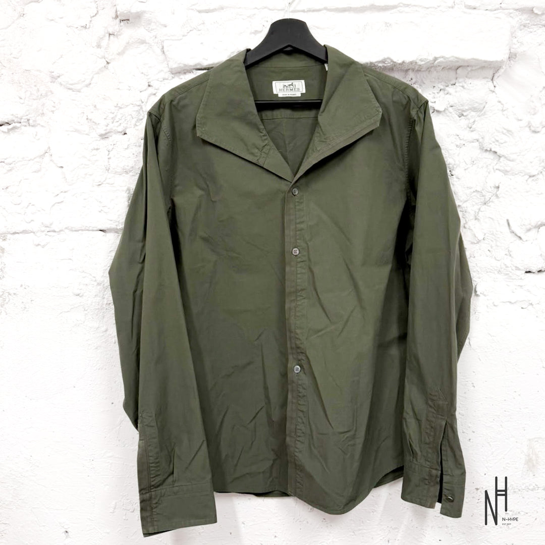 Hermès Hidden Placket Shirt Olive
