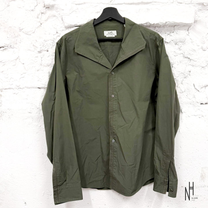 Hermès Hidden Placket Shirt Olive