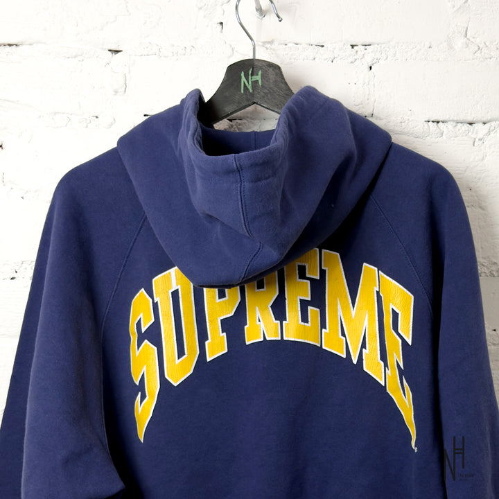 Supreme Cracked Raglan Zip Up Hooded Sweatshirt Washed Navy