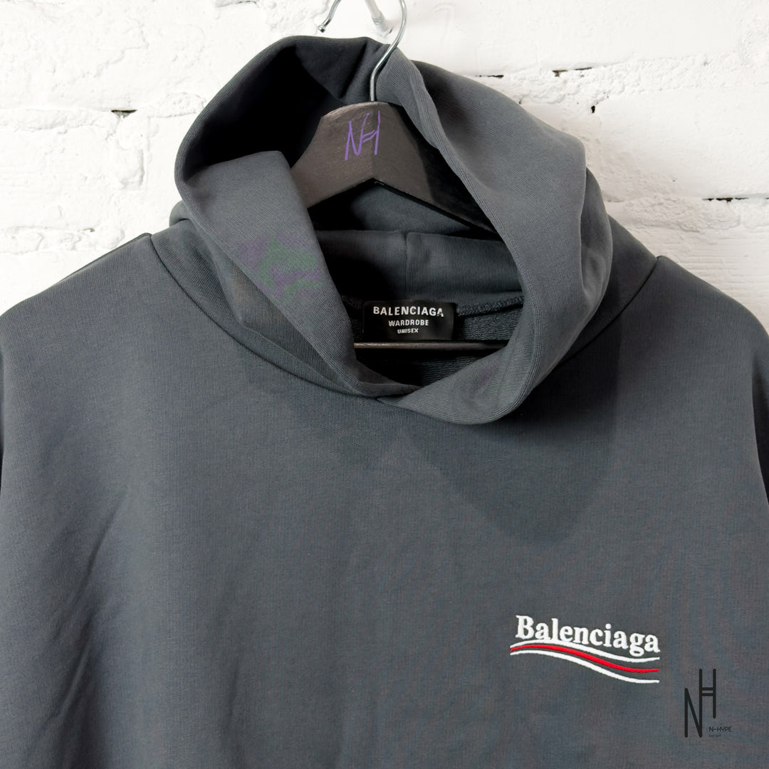 Balenciaga Political Campaign Large Fit Hoodie Dark Grey