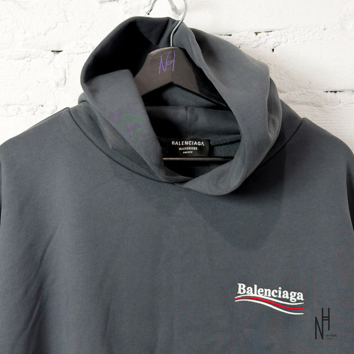 Balenciaga Political Campaign Large Fit Hoodie Dark Grey