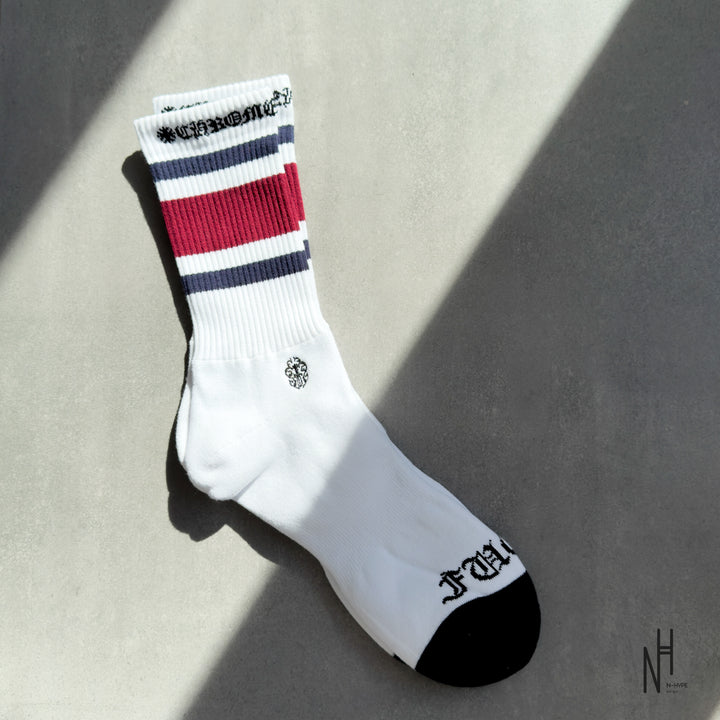 Chrome Hearts Stripe Socks Navy/Red/White