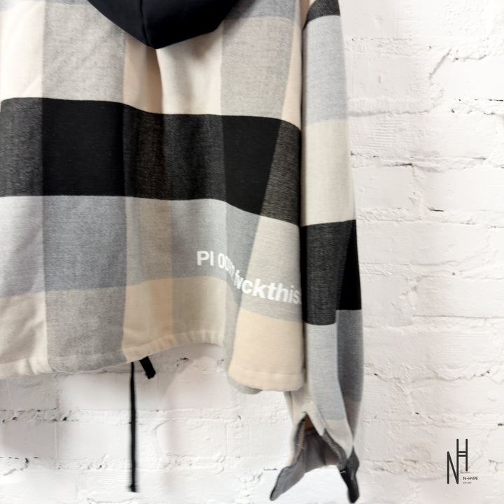 FVCKTHISBRAND FLANEL HOODIE BEIGE GREY BLACK