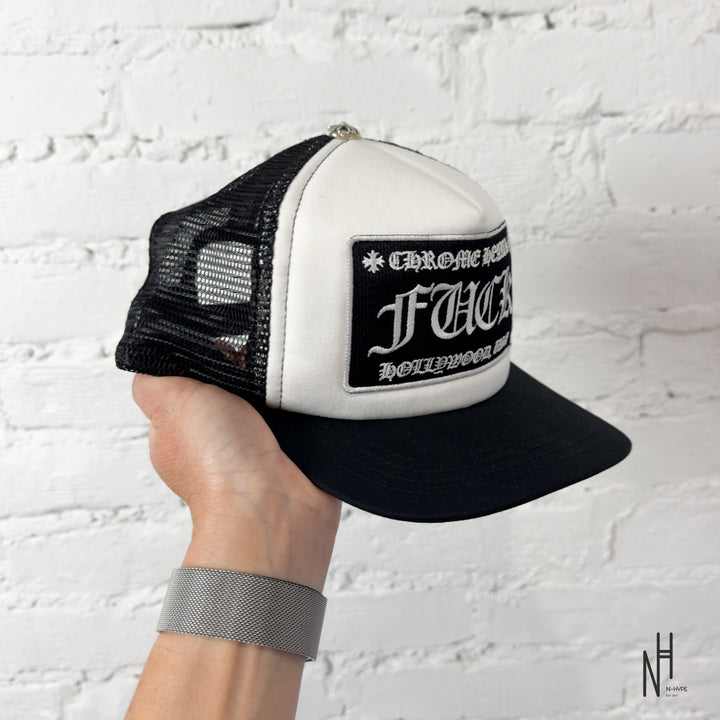 Chrome Hearts FUCK Hollywood Trucker Hat Black/White
