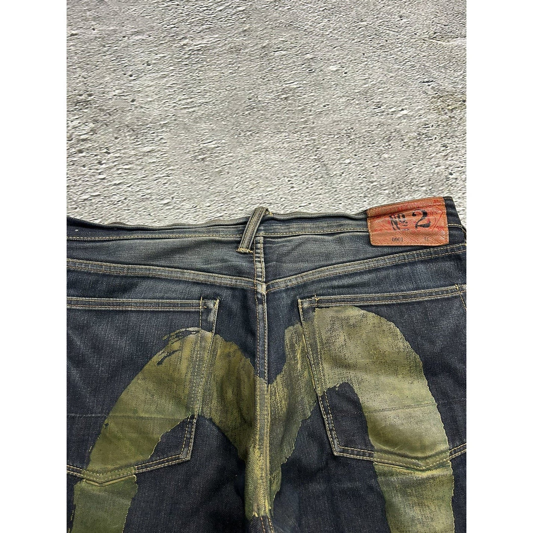 Evisu Daicock Big Logo Jeans Green Selvedge Denim Navy Lodz Polska tyl2