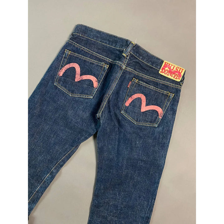 Evisu Donna Vintage Navy Jeans Pink Seagull Selvedge Japan Lodz Polska tyl2