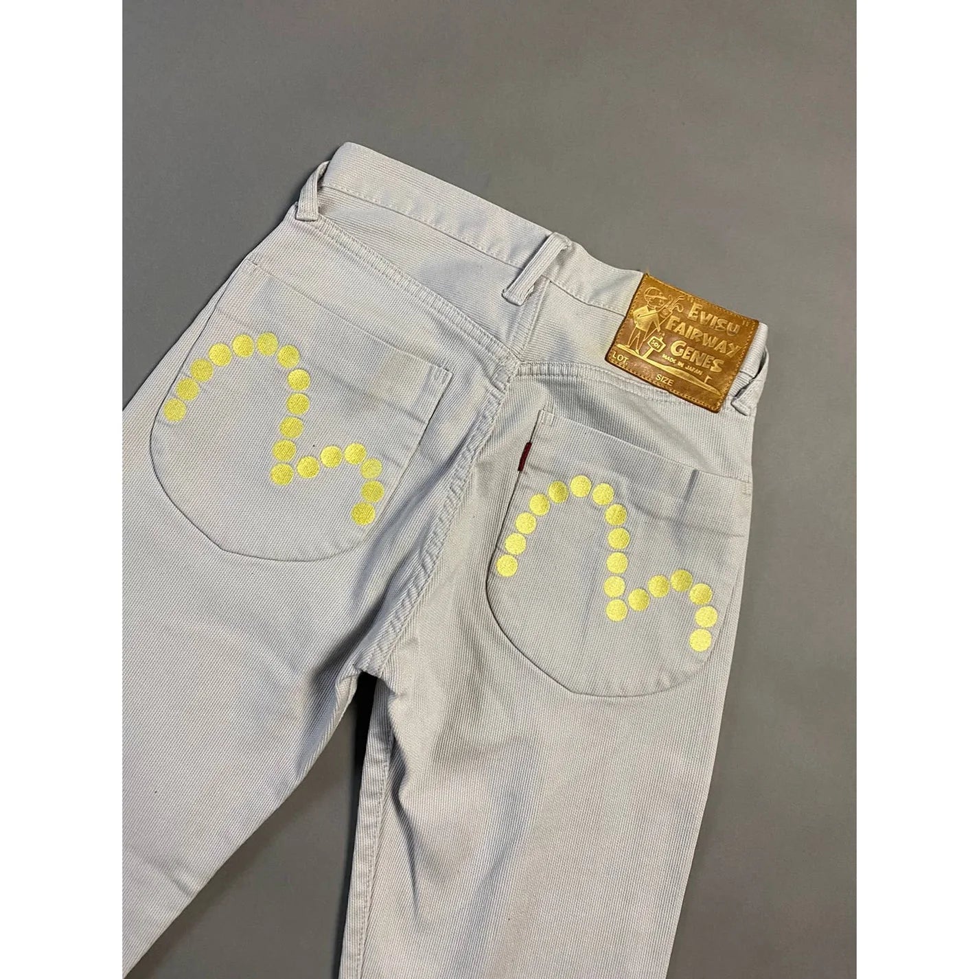 Evisu Fairway Genes Vintage Grey Chino Pants Gold Dots Logo Lodz Polska tyl2
