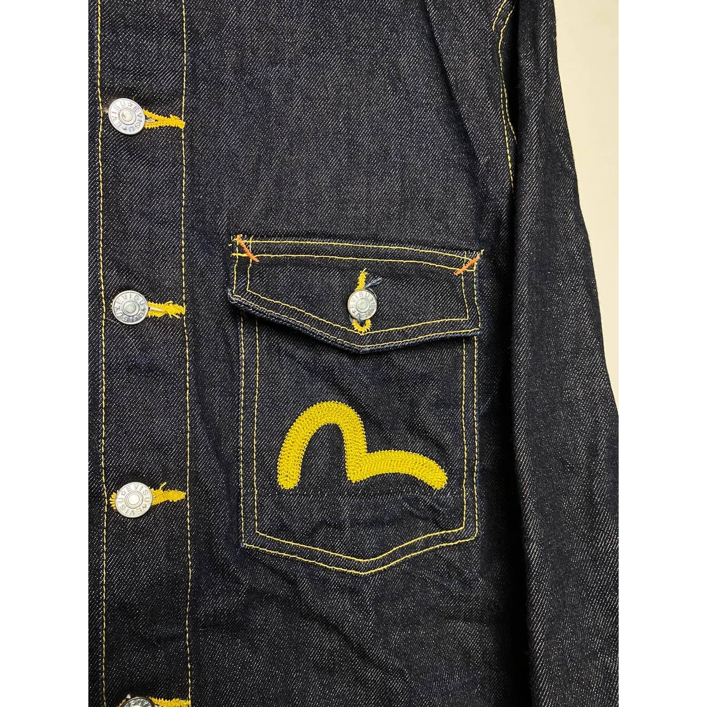 Evisu Japan Vintage Denim Jacket Yellow Seagulls Lodz Polska Front2