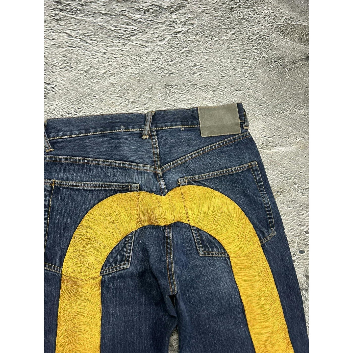 Evisu Jeans Daicock Big Logo Embroidery Yellow Vinntage Denim