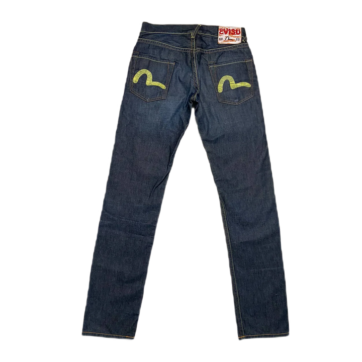 Evisu Jeans EU ED Vintage Navy Raw Denim Yellow Seagulls Lodz Polska tyl