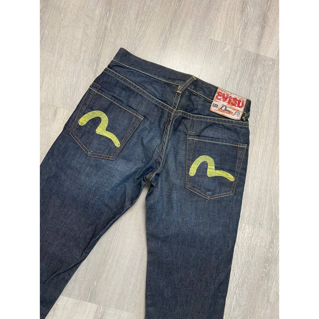 Evisu Jeans EU ED Vintage Navy Raw Denim Yellow Seagulls Lodz Polska tyl2