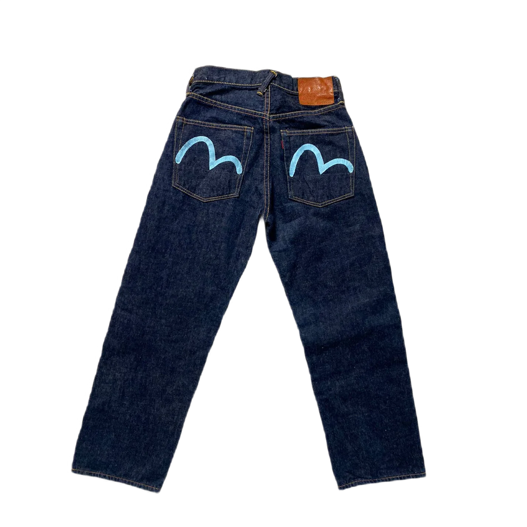 Evisu Jeans Vintage Navy Baby Blue Seagulls Selvedge Japan Lodz Polska tyl