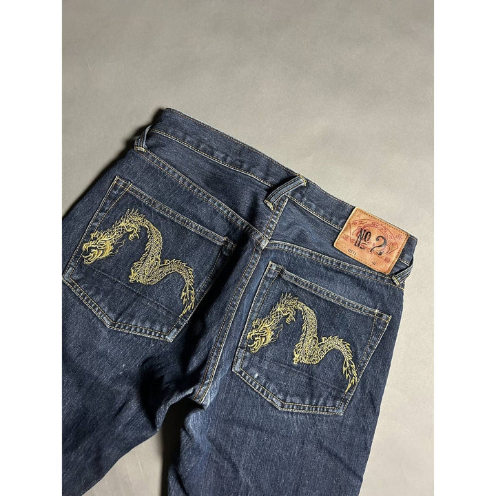 Evisu Jeans Vintage Navy Gold Dragon Seagull Selvedge Denim Lodz Polska tyl2