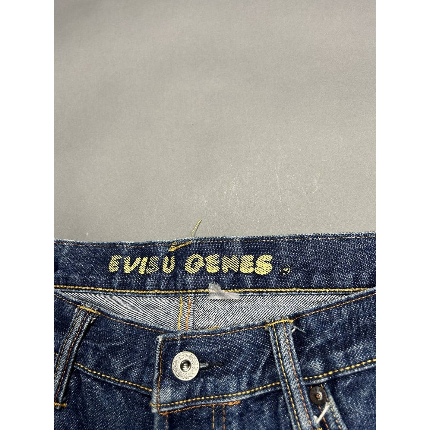Evisu Jeans Vintage Selvedge Denim Navy White Seagulls Genes Lodz Polska pas1