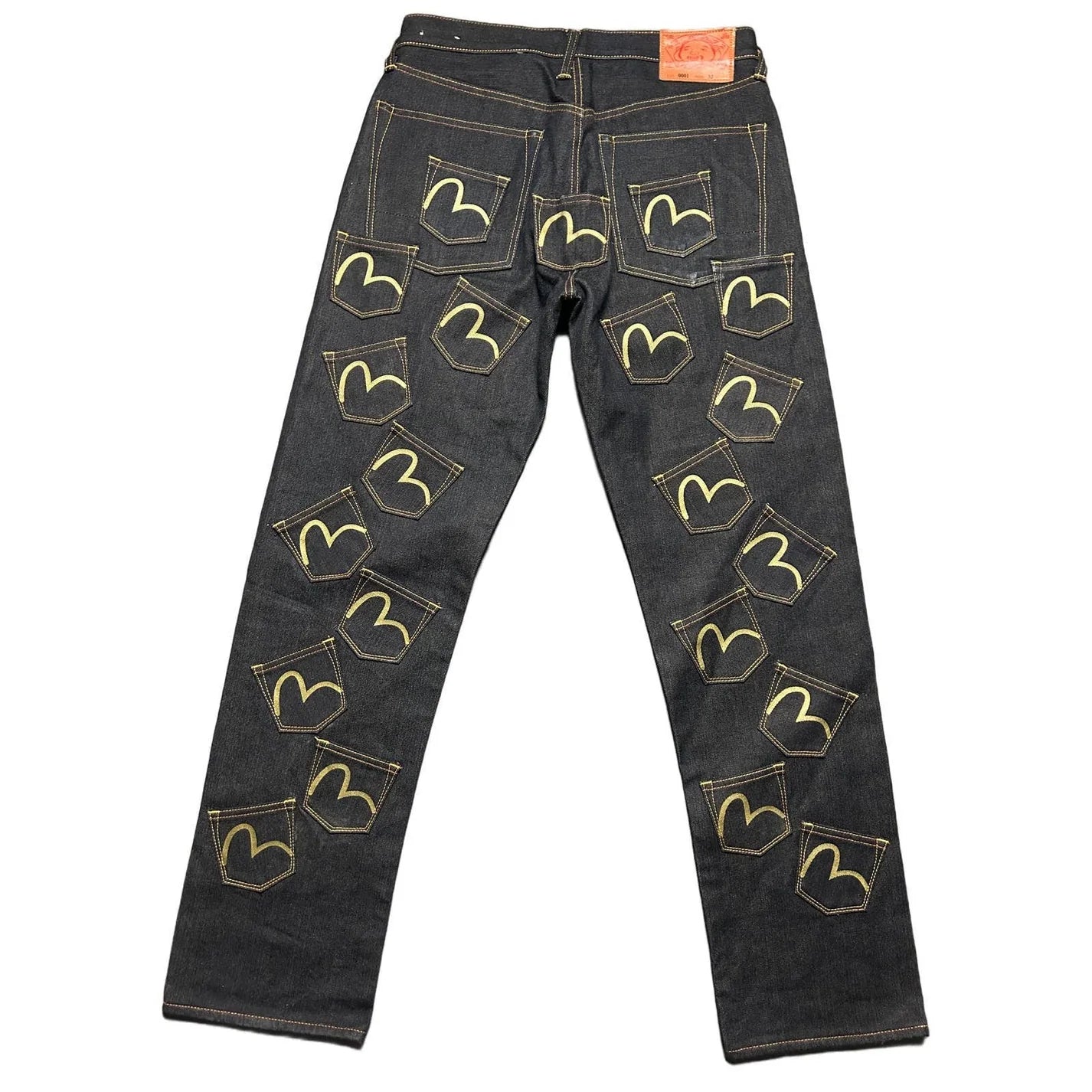 Evisu Multipocket Jeans Black Gold Vintage Selvedge Denim Lodz Polska tyl