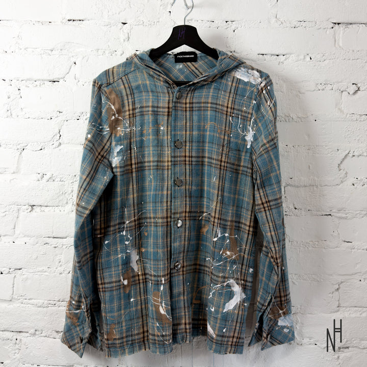 FVCKTHISBRAND PAINTED FLANEL SHIRT BLUE