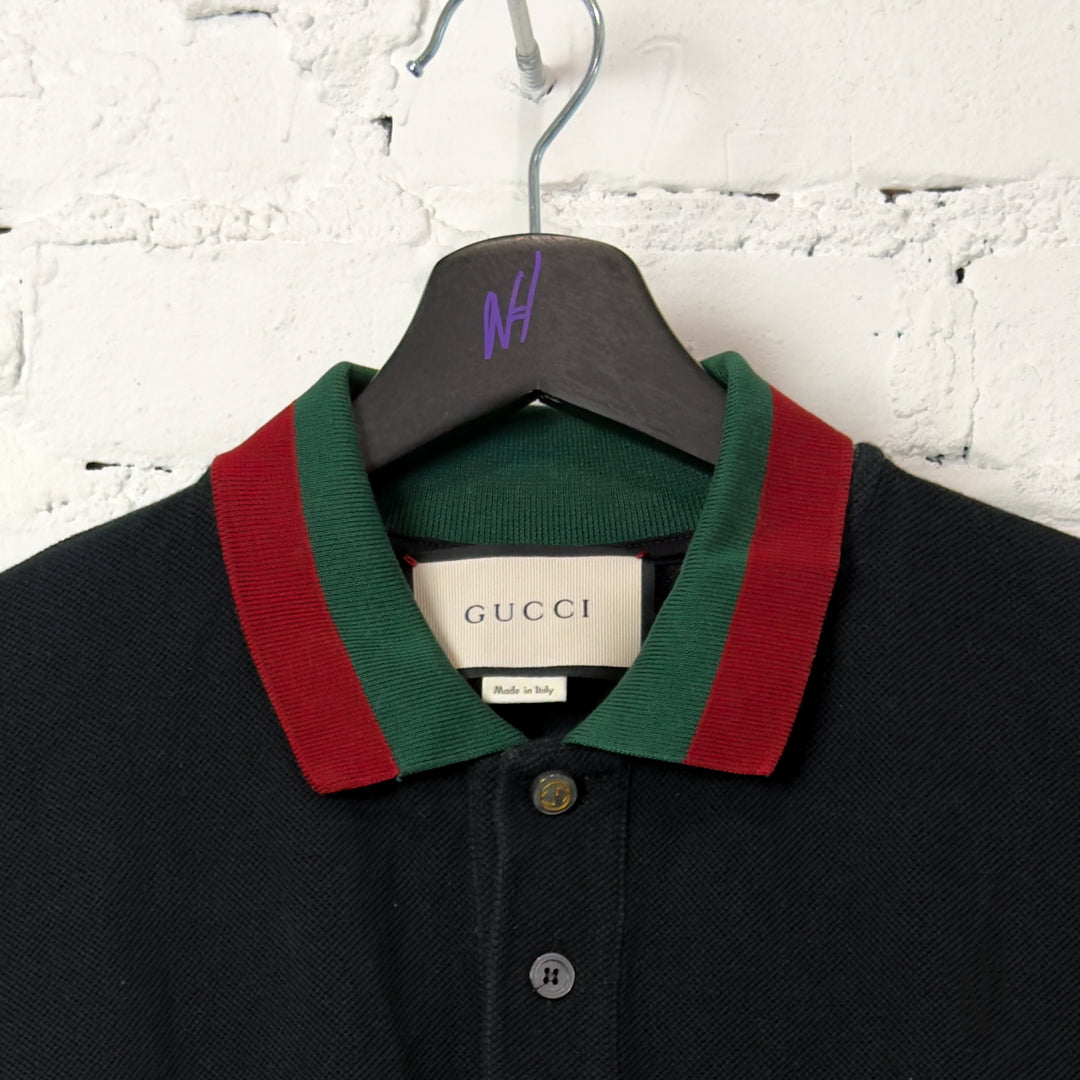 Gucci Cotton Polo Shirt with Web GG Black