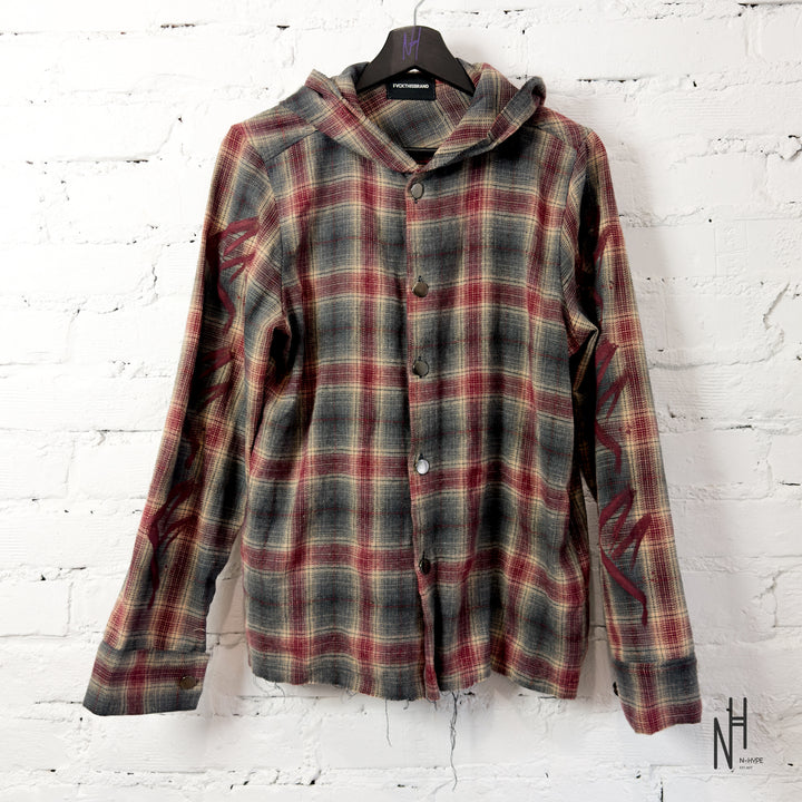 FVCKTHISBRAND PAINTED FLANEL SHIRT BURGUNDY