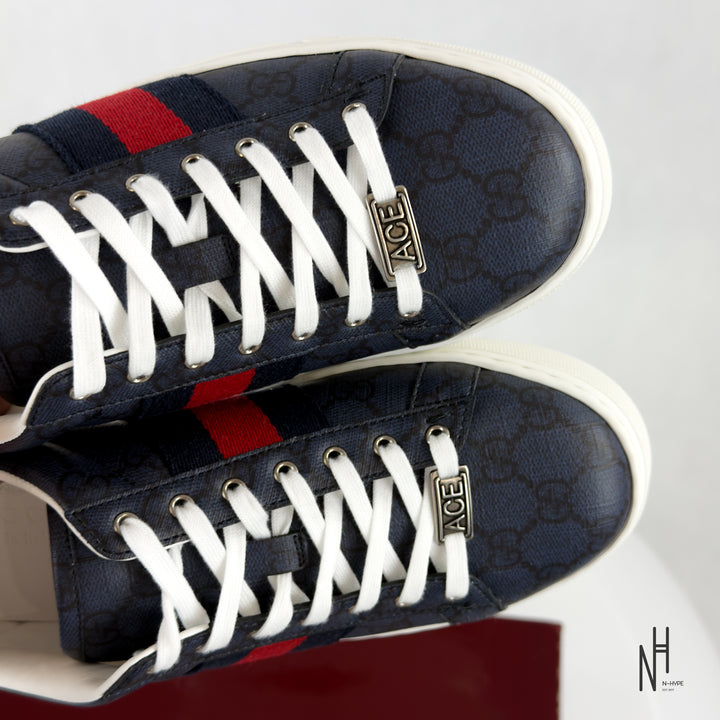 Gucci Ace Web GG Supreme Canvas Navy