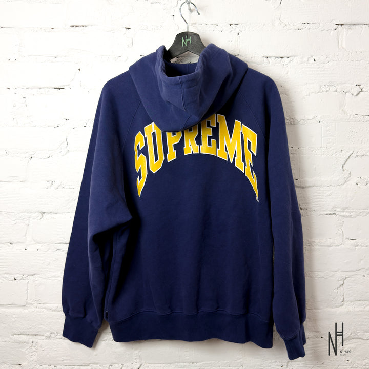 Supreme Cracked Raglan Zip Up Hooded Sweatshirt Washed Navy