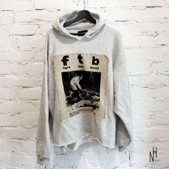 FVCKTHISBRAND FIGHT THE BEAST LOOSE FIT HOODIE GREY