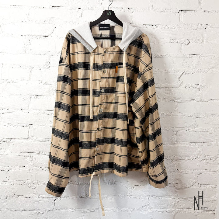 FVCKTHISBRAND FLANEL HOODIE BEIGE GREY