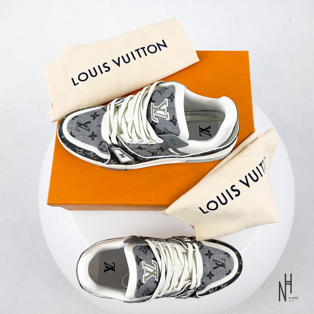 Louise Vuitton LV Trainer Monogram Denim Grey White