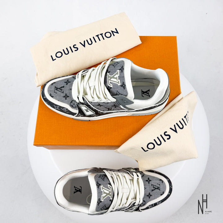 Louise Vuitton LV Trainer Monogram Denim Grey White