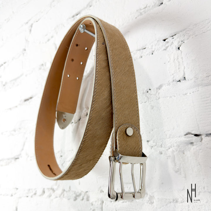 FVCKTHISBRAND LEATHER COW BELT BEIGE