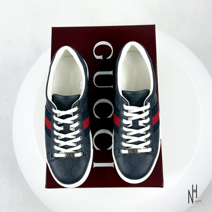 Gucci Ace Web GG Supreme Canvas Navy