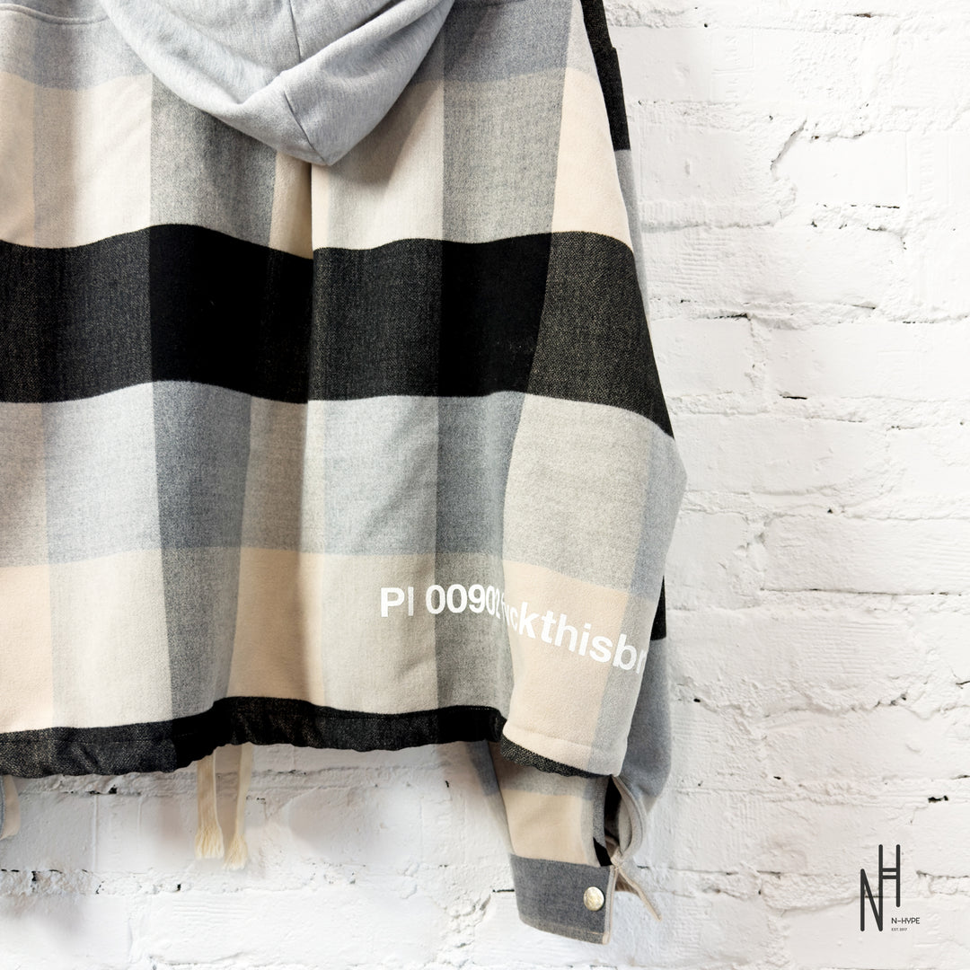FVCKTHISBRAND FLANEL HOODIE BEIGE BLACK GREY