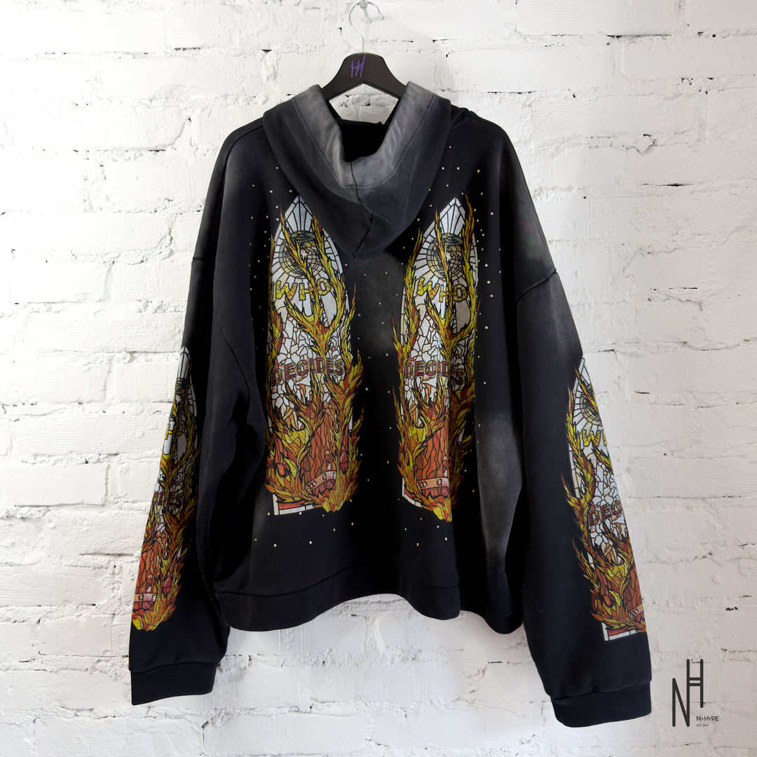Who Decides War Flame Glass Hooded Sweatshirt Coal Black
