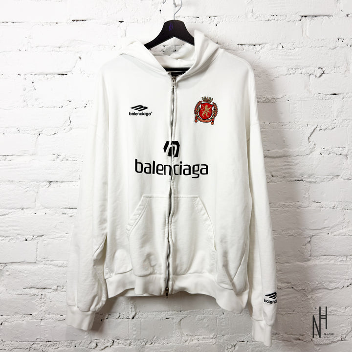 Balenciaga Paris 10 Zip Upp Hoodie White