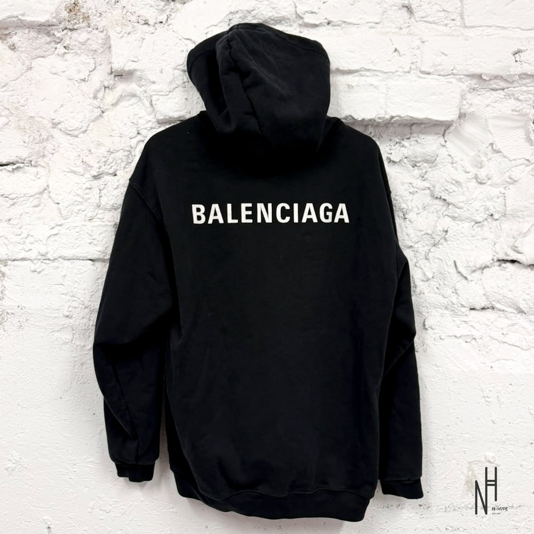 Balenciaga Back Logo Hoodie Black