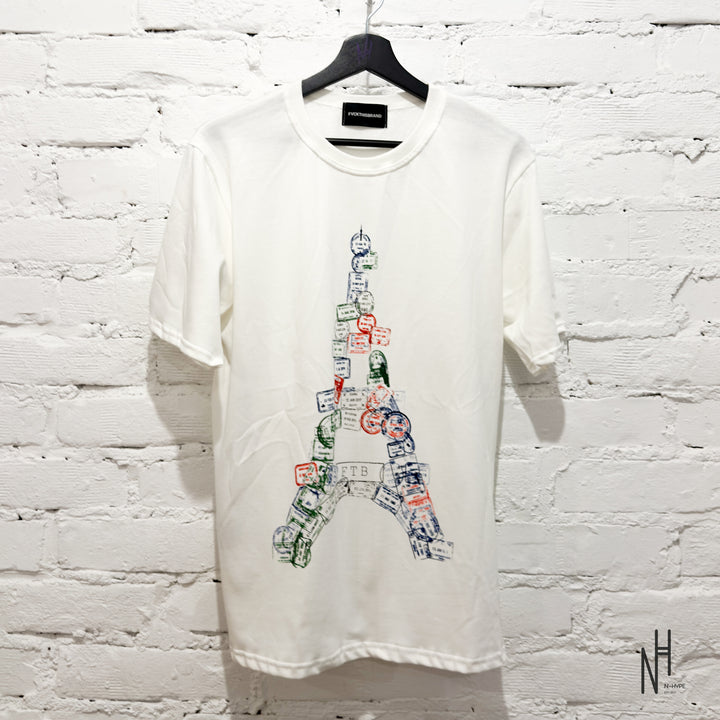 FVCKTHISBRAND PARIS STAMP TEE WHITE