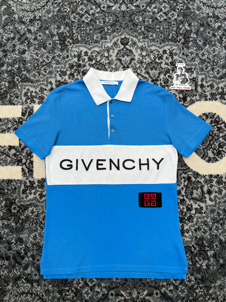 GIVENCHY Graphic Print Collar Polo Shirt Blue Showroom NHype Lodz Polska