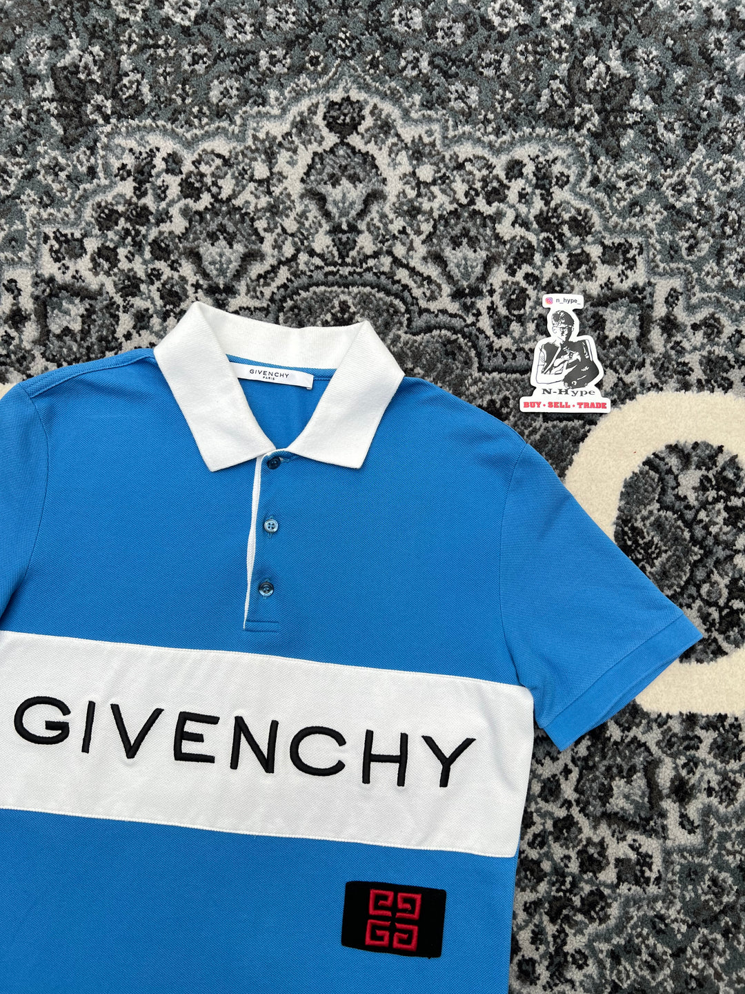 GIVENCHY Graphic Print Collar Polo Shirt Blue Showroom NHype Lodz Polska 2