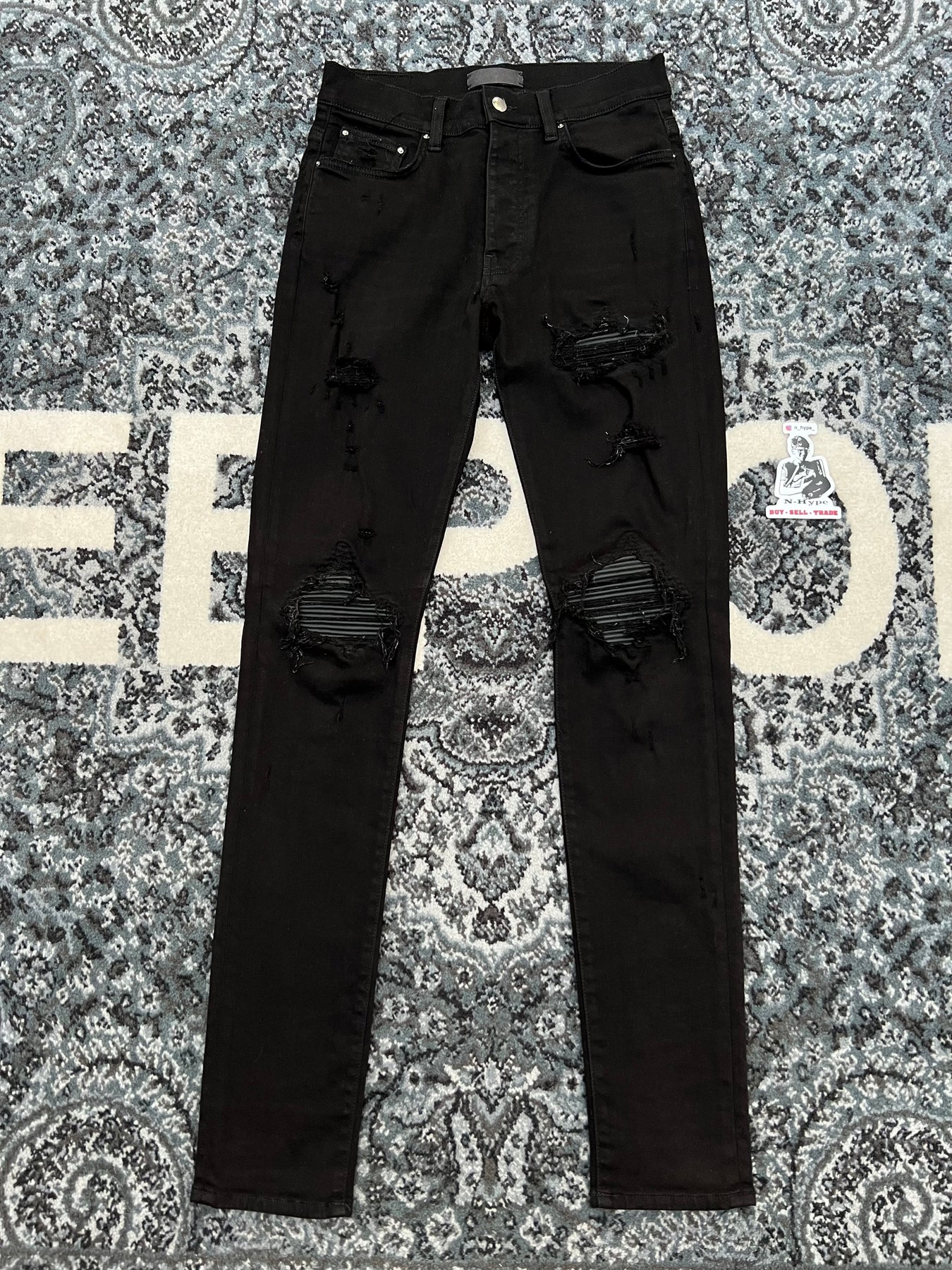 Amiri MX1 Distressed Denim Skinny Jeans Black – N-Hype