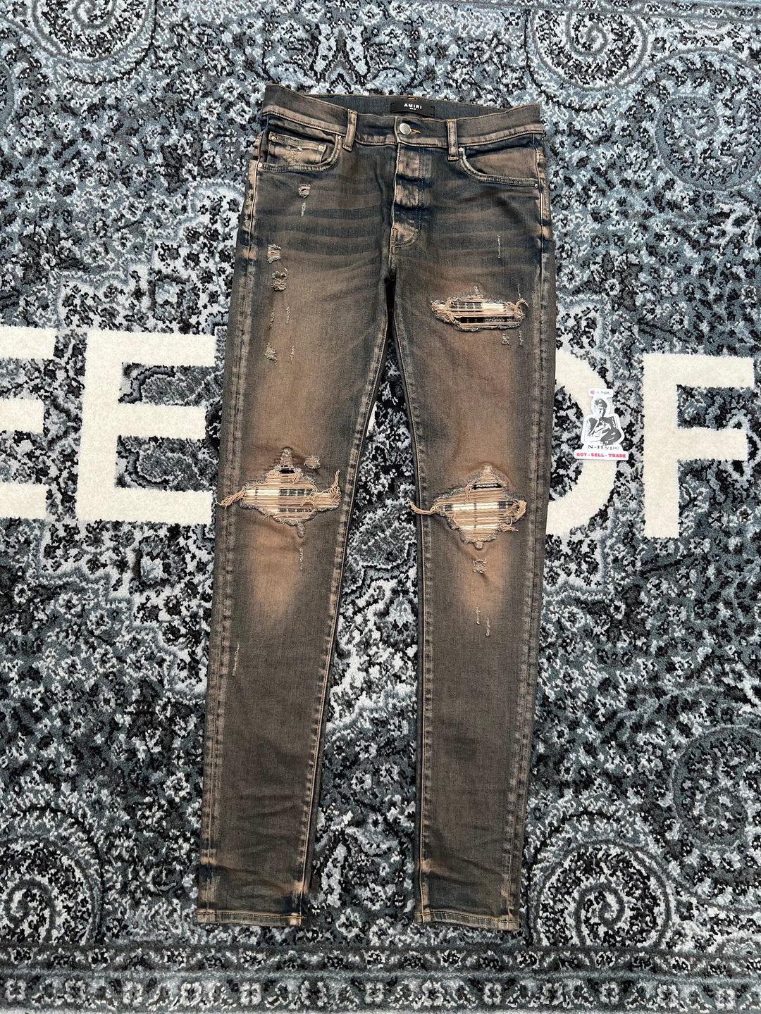 Amiri MX1 Distressed Denim Skinny Jeans Grey – N-Hype