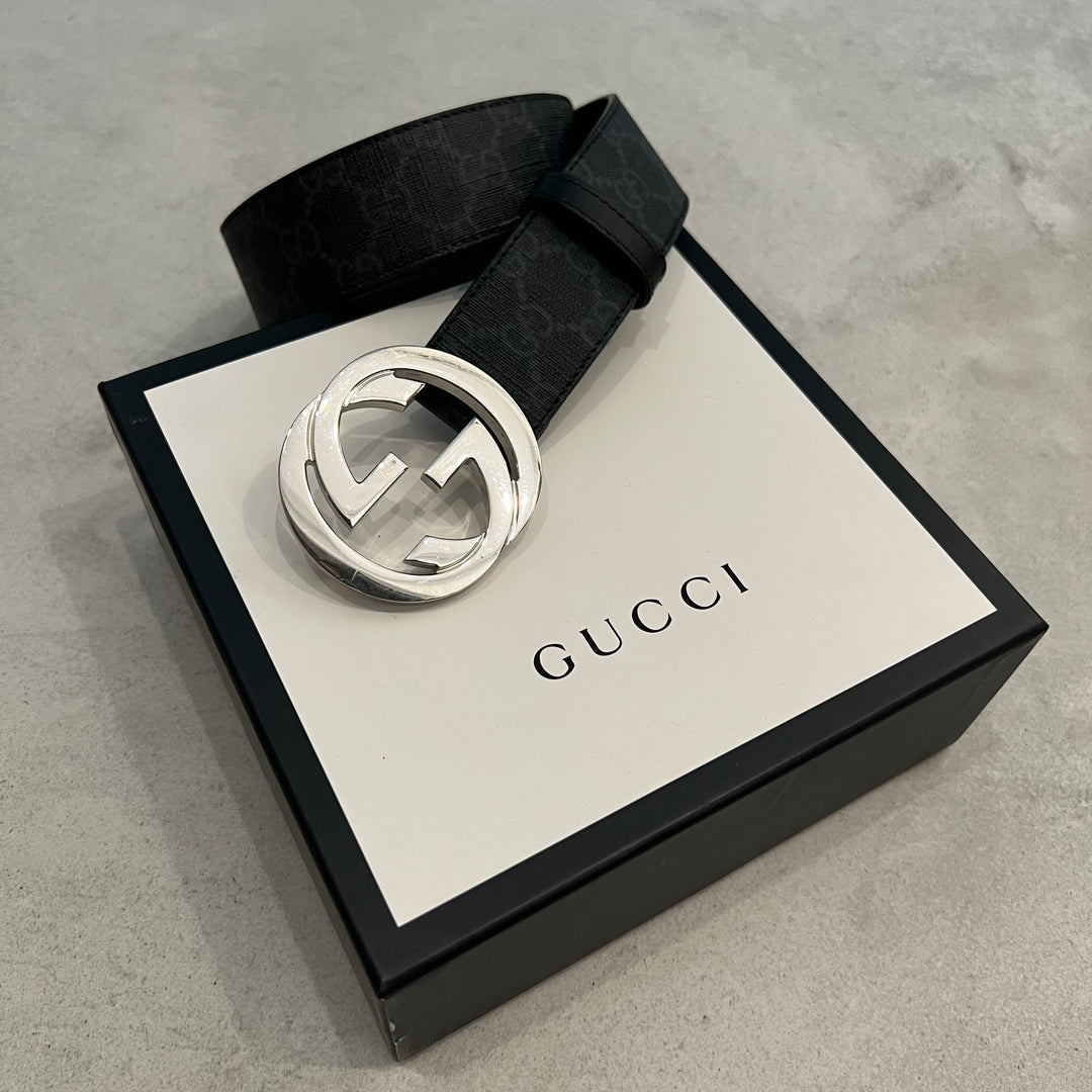 Gucci GG Supreme Belt with G Buckle Gray 411924 KGDHN N Hype