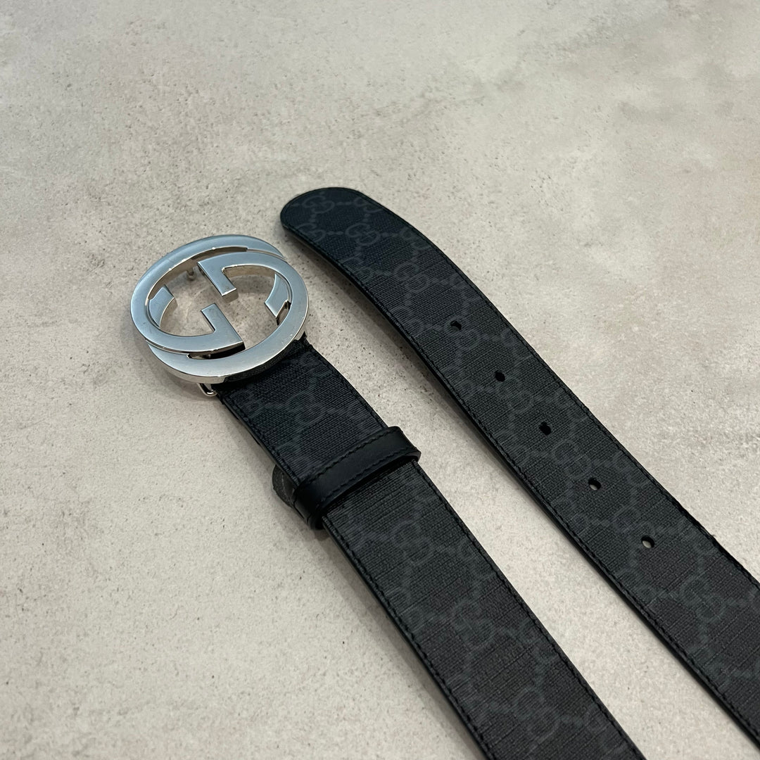 Gucci GG Supreme Belt with G Buckle Gray 411924 KGDHN N Hype